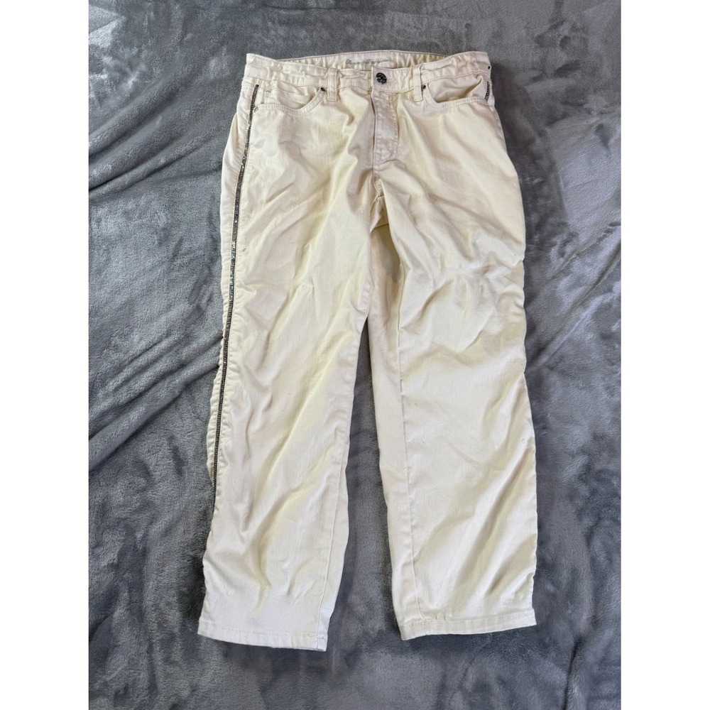 Tommy Bahama Crop Jeans Womens 34 in 34x23 Rhinestone Trim Elastic Back